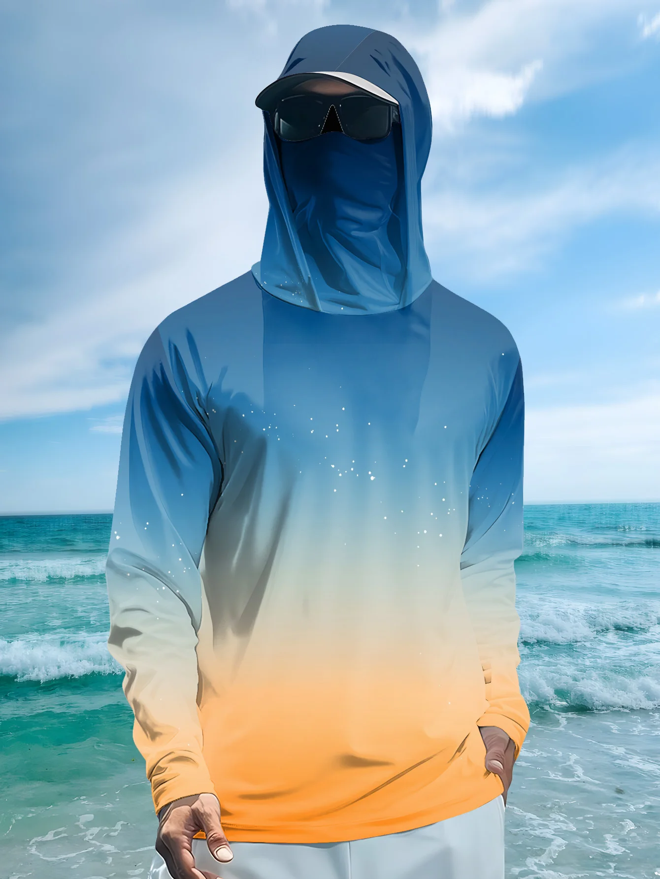 Fishing Mask Sun Protection - Mens Fishing Shirt Hooded UPF Sun