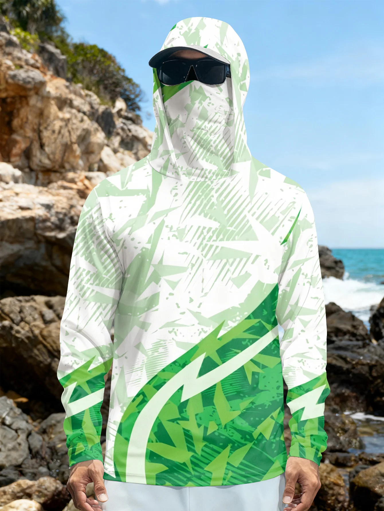 Mens Fishing Shirt Hooded UPF  - đánh giá và giá Fishing Mask Sun Protection