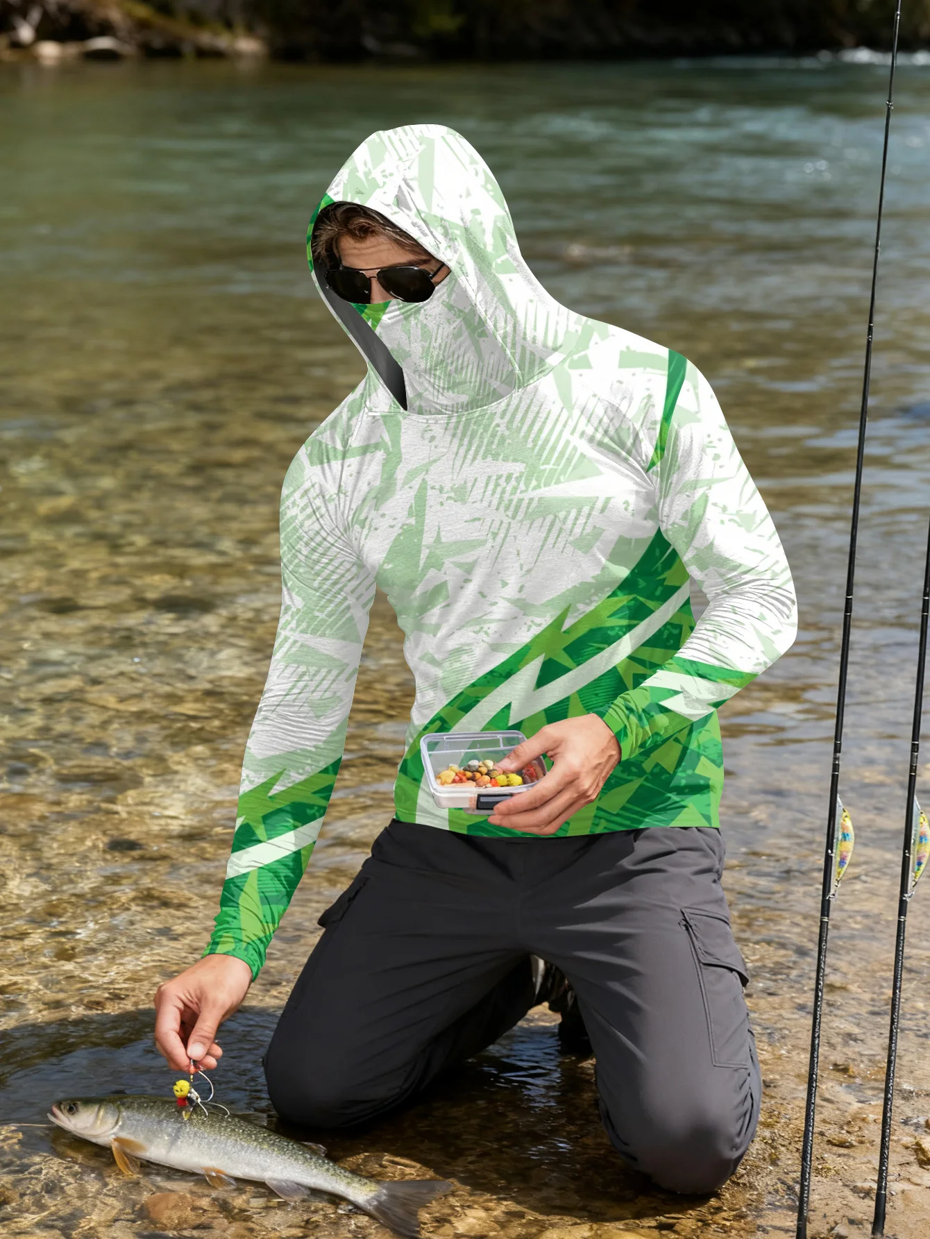 Mens Fishing Shirt Hooded UPF  - đánh giá và giá Fishing Mask Sun Protection