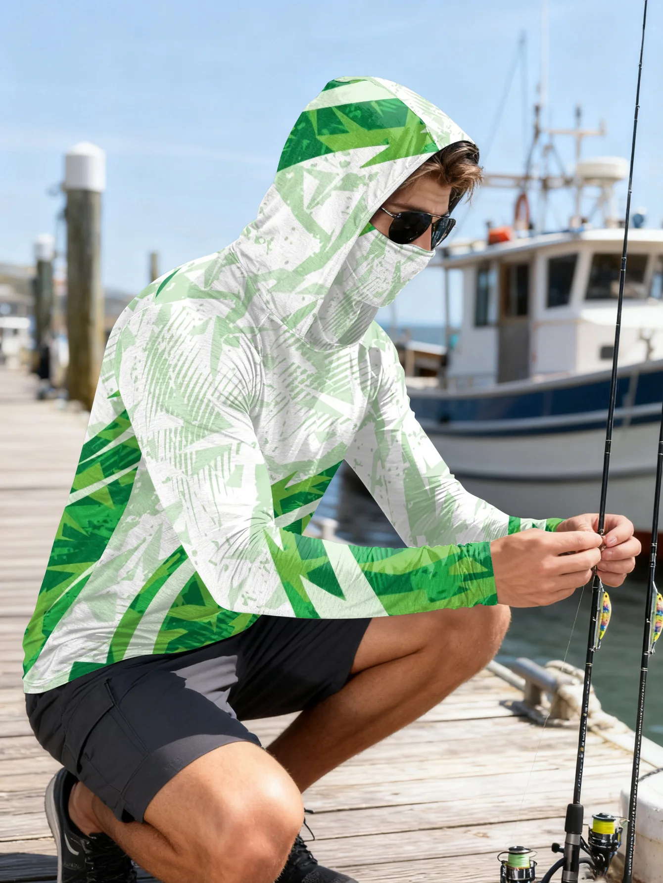 Mens Fishing Shirt Hooded UPF  - đánh giá và giá Fishing Mask Sun Protection