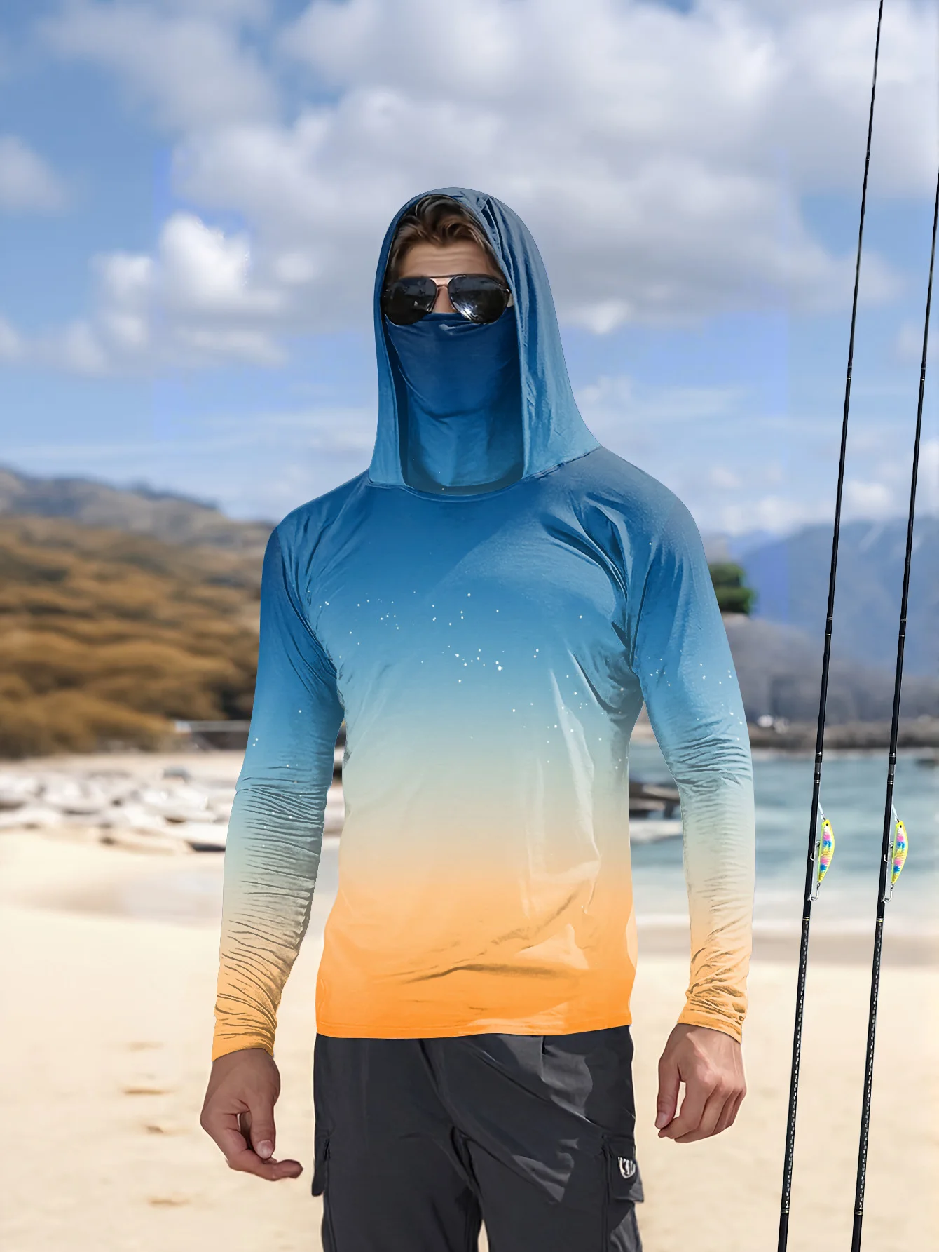 Mens Fishing Shirt Hooded UPF  - đánh giá và giá Fishing Mask Sun Protection